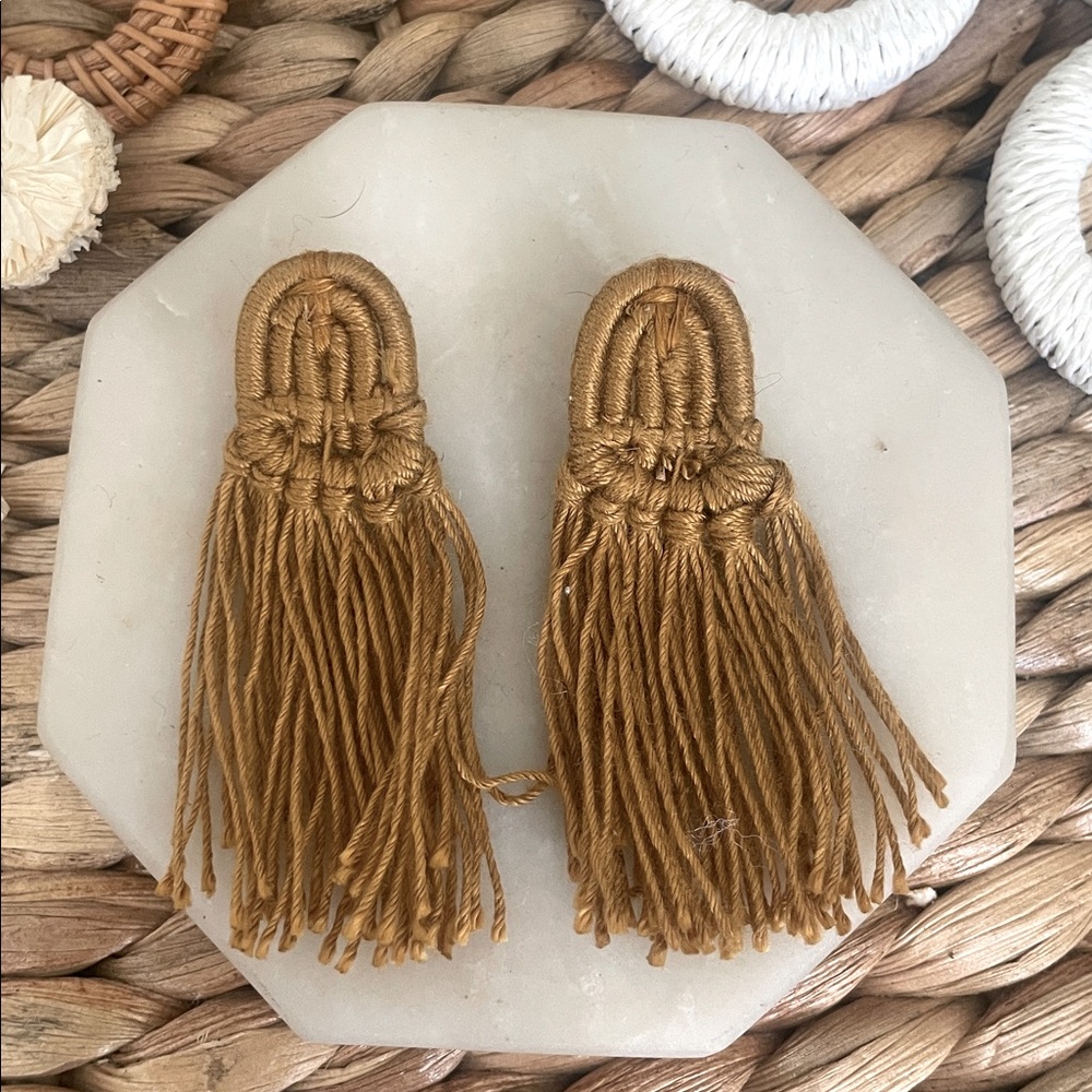 Raffia and Tassel Statement Earrings - Picture 2 of 4